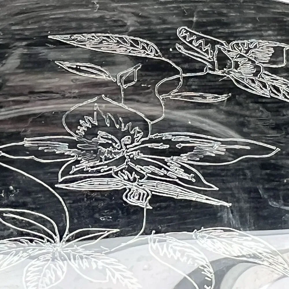Vintage Etched Champagne/ Sherbet Glasses -Valentines- Set of 2 Floral Design 5”